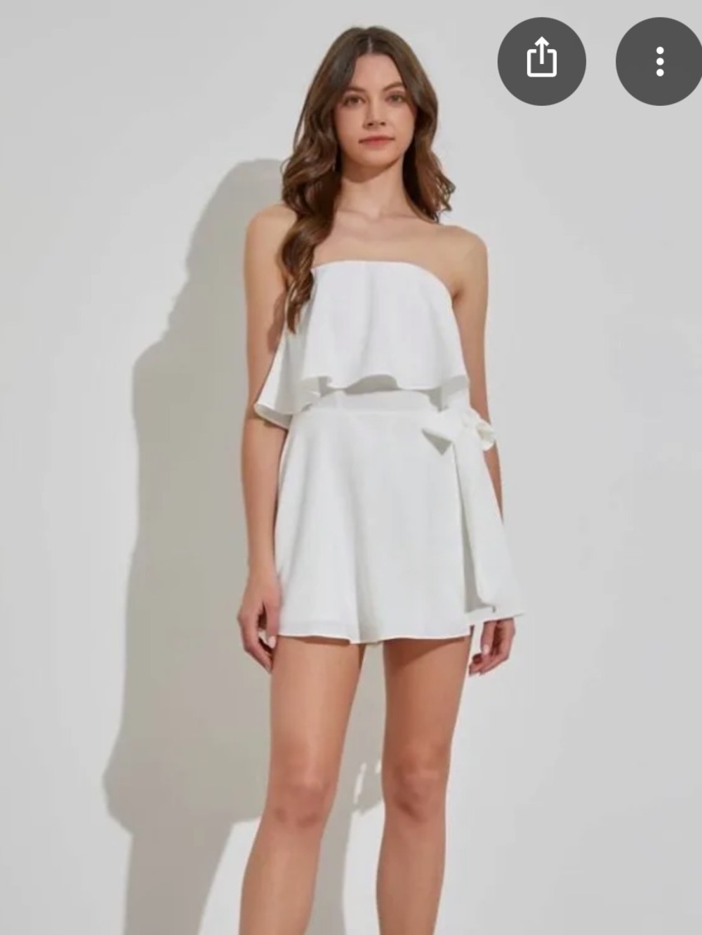 DO+BE White Strapless Ruffle Tie-Waist Romper
